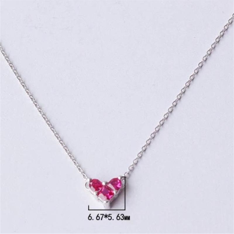 出清＊桃心項鍊鋯石閃鑽 純銀鎖骨鍊-細節圖3