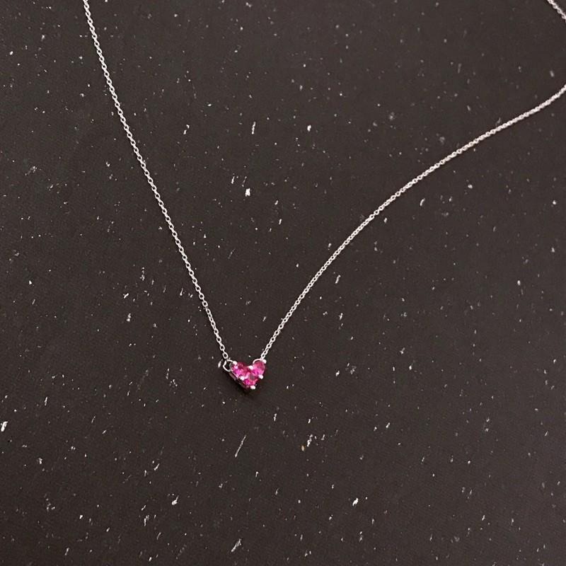 出清＊桃心項鍊鋯石閃鑽 純銀鎖骨鍊-細節圖4