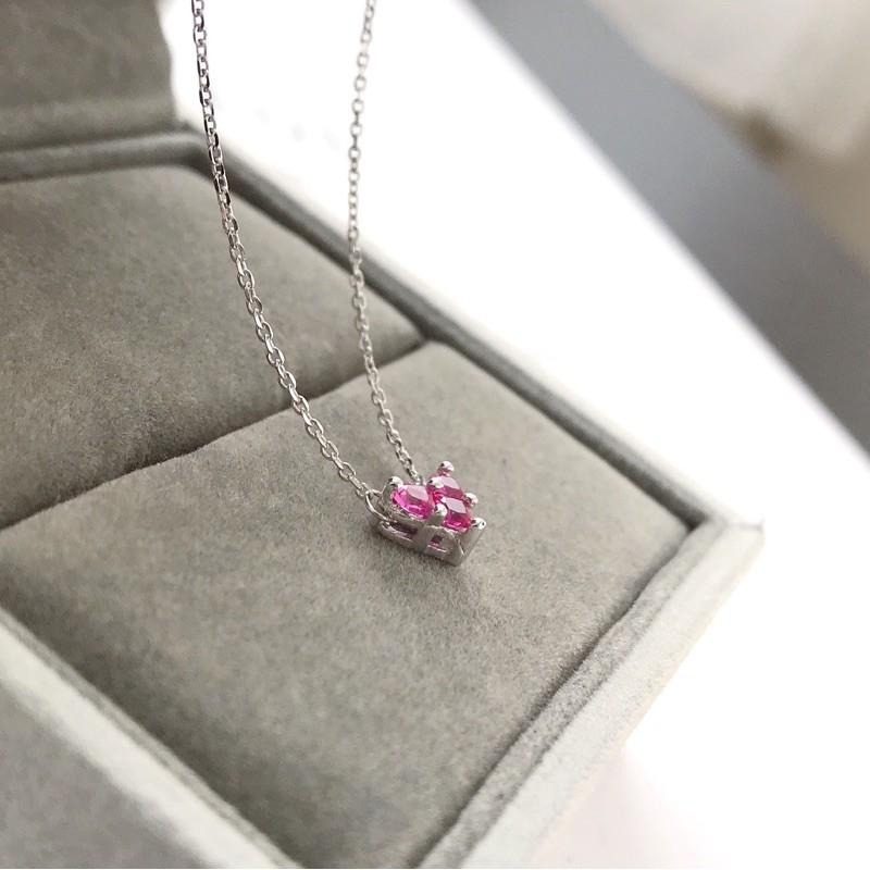 出清＊桃心項鍊鋯石閃鑽 純銀鎖骨鍊-細節圖6