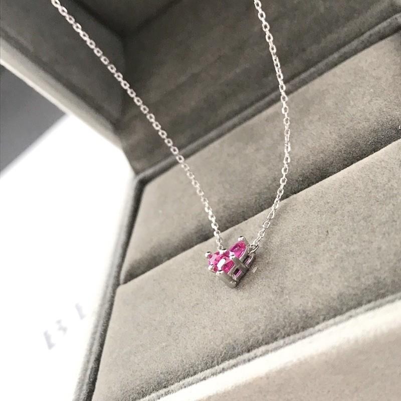 出清＊桃心項鍊鋯石閃鑽 純銀鎖骨鍊-細節圖8