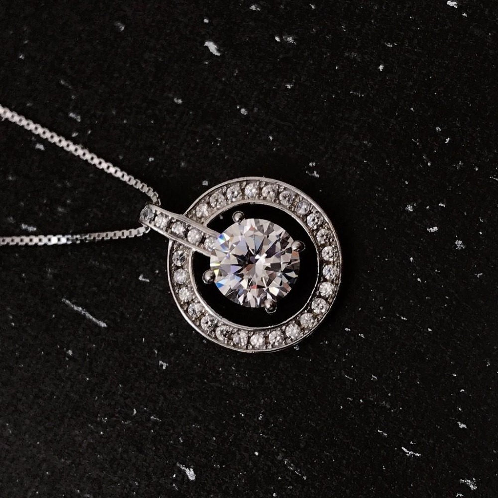 出清＊s925純銀項鍊滿鑽大鋯石 鎖骨鍊-細節圖2