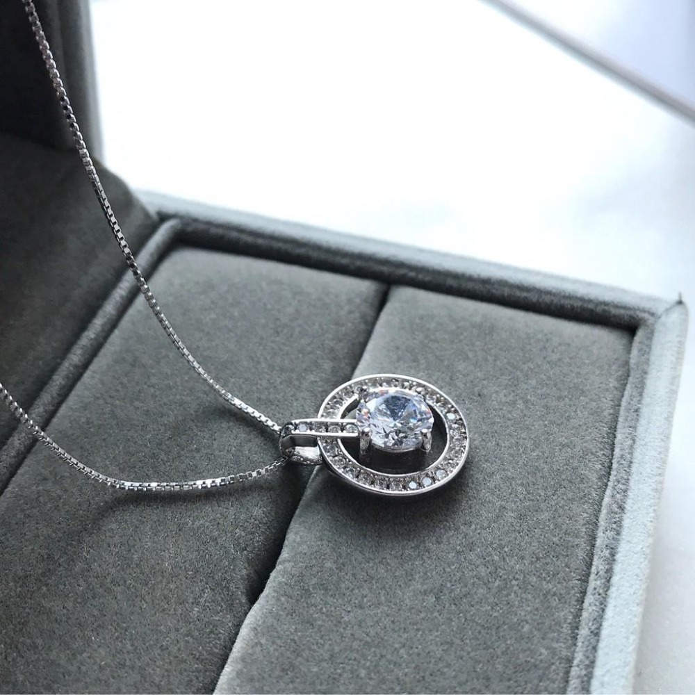 出清＊s925純銀項鍊滿鑽大鋯石 鎖骨鍊-細節圖5