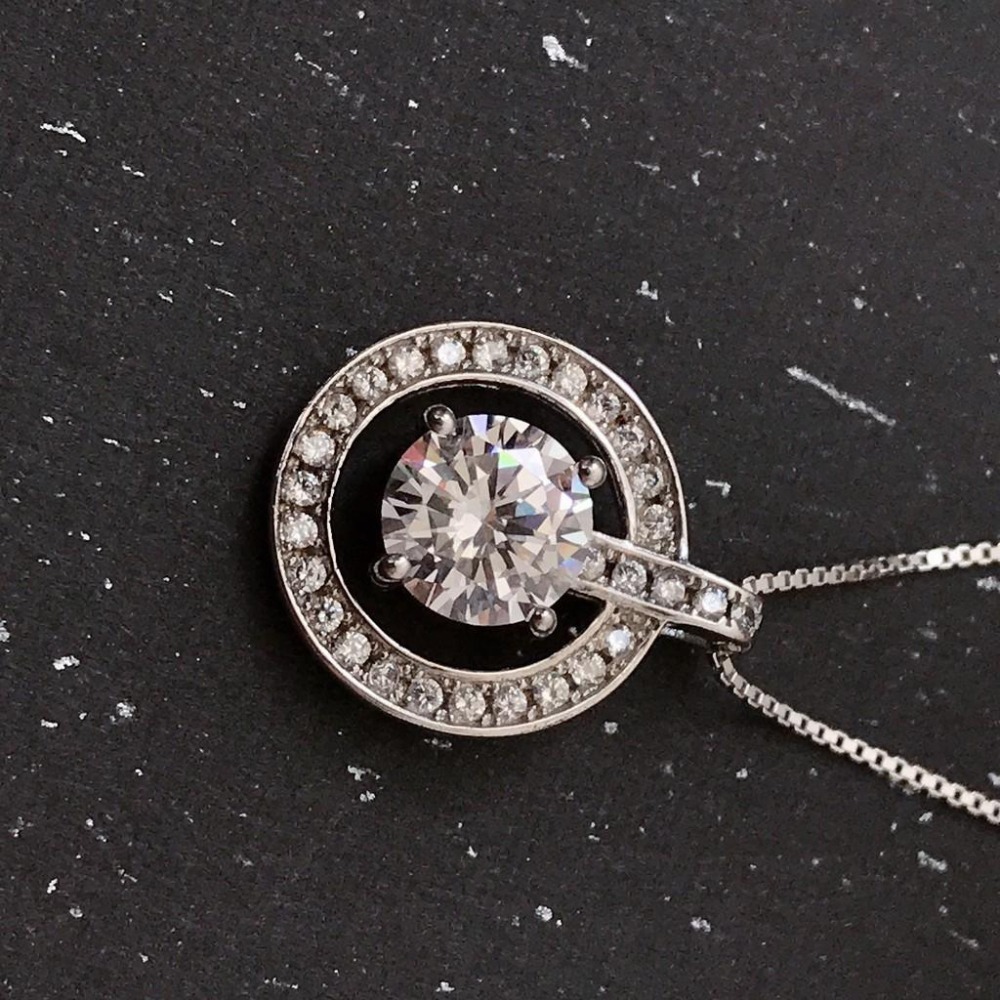 出清＊s925純銀項鍊滿鑽大鋯石 鎖骨鍊-細節圖6