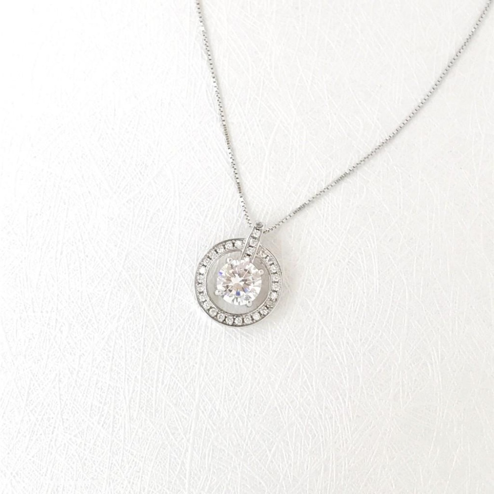 出清＊s925純銀項鍊滿鑽大鋯石 鎖骨鍊-細節圖7