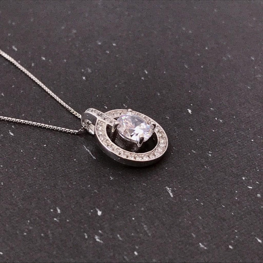 出清＊s925純銀項鍊滿鑽大鋯石 鎖骨鍊-細節圖8