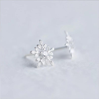 出清＊雪花 s925純銀鑲鋯耳環 耳釘