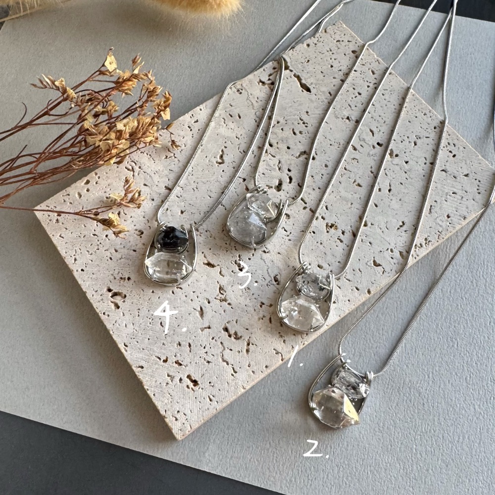 閃靈鑽 雙石項鍊｜蛇鍊 自然原礦 療癒透明系 ｜平衡・淨化・專注｜簡約 日常 清冷風-細節圖7