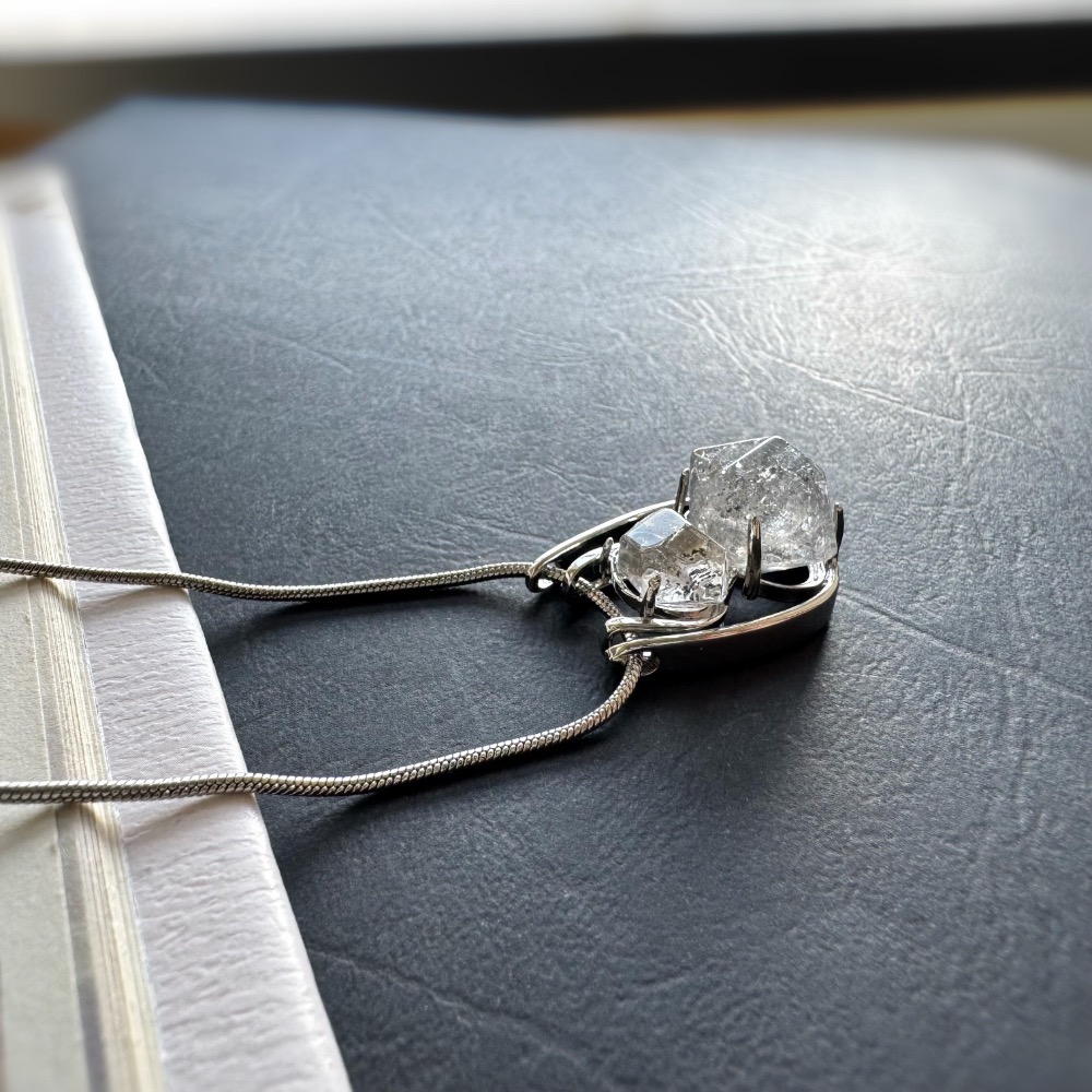 閃靈鑽 雙石項鍊｜蛇鍊 自然原礦 療癒透明系 ｜平衡・淨化・專注｜簡約 日常 清冷風-細節圖8