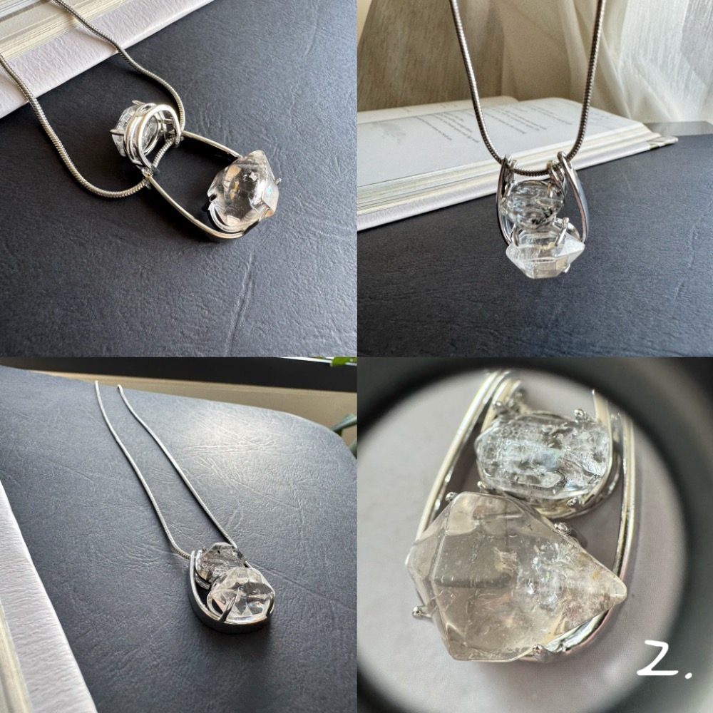 閃靈鑽 雙石項鍊｜蛇鍊 自然原礦 療癒透明系 ｜平衡・淨化・專注｜簡約 日常 清冷風-規格圖11