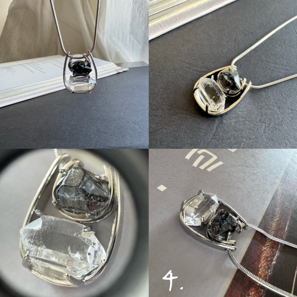 閃靈鑽 雙石項鍊｜蛇鍊 自然原礦 療癒透明系 ｜平衡・淨化・專注｜簡約 日常 清冷風-規格圖11