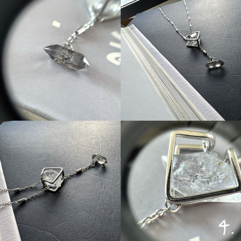 [zoeverglow] 雙顆閃靈鑽 項鍊｜幾何托座 黑武士 ｜自然原礦 療癒系｜淨化 日常 清冷風-規格圖10