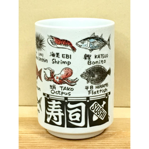 日本製陶瓷壽司杯 (魚英語)