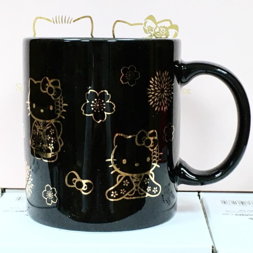 Hello Kitty 描金陶瓷馬克杯 (和座, 美濃燒)