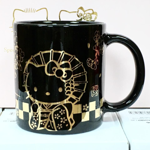 Hello Kitty 描金陶瓷馬克杯 (富士山, 美濃燒)