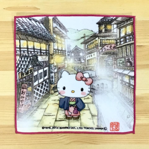Hello Kitty 小方巾 (溫泉村, 日本製)