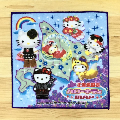 Hello Kitty 小方巾 (北海道地圖, 日本製)