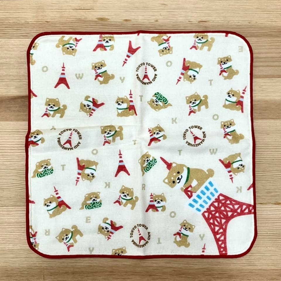 柴犬 手帕 (東京塔, 日本製)-細節圖2