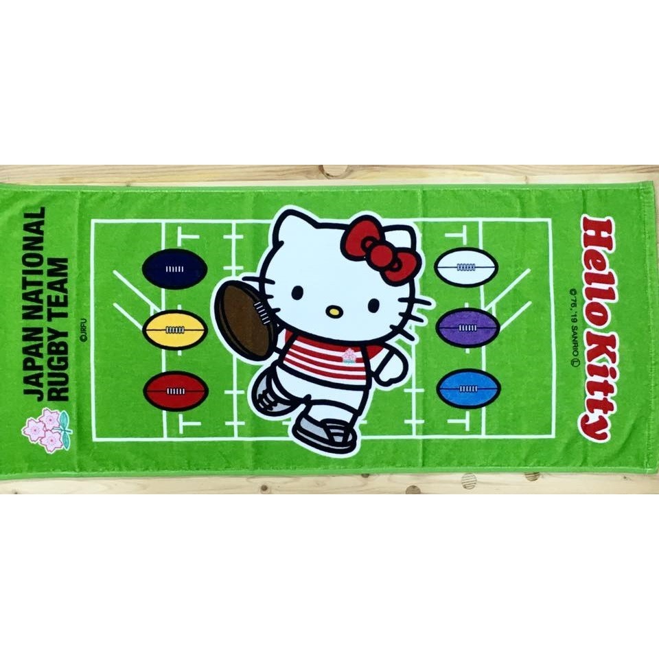 Hello Kitty 海灘巾 (橄欖球, 綠)-細節圖2