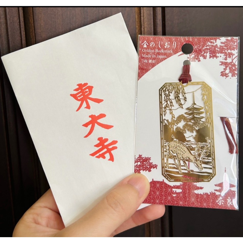 金の奈良五重塔鹿 24k鍍金書籤（全新商品）-細節圖2