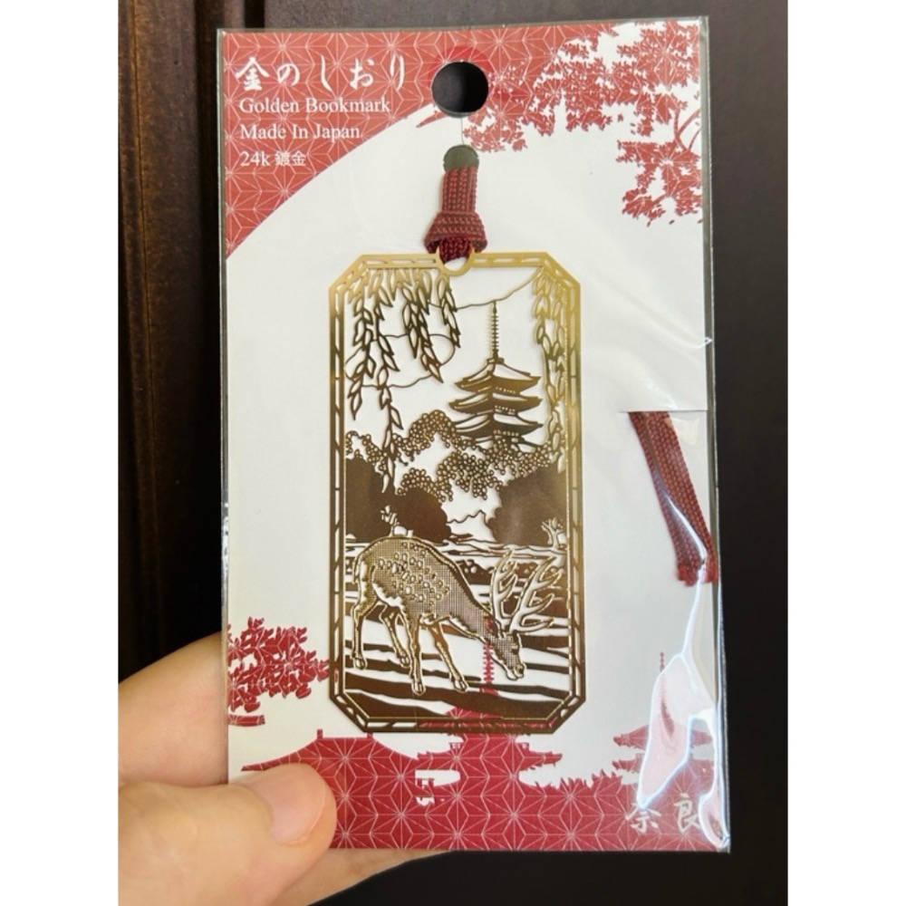 金の奈良五重塔鹿 24k鍍金書籤（全新商品）-規格圖3