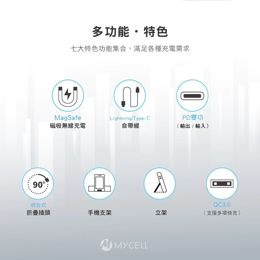 [MYCELL]七合一多功用無線行動電(白、黑）-細節圖3