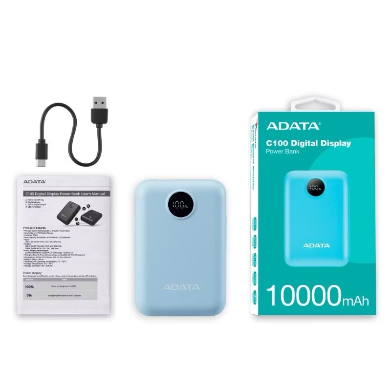 ADATA威剛 C100D PD/QC快充 行動電源 10000mAh-藍-細節圖3