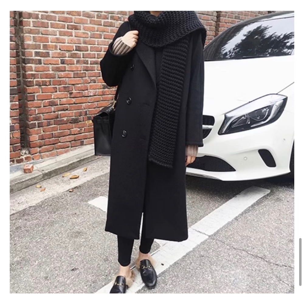 韓國時尚 純色 粗針圍巾 毛線長圍巾 針織 情侶 中性 圍巾保暖 圍脖-細節圖9