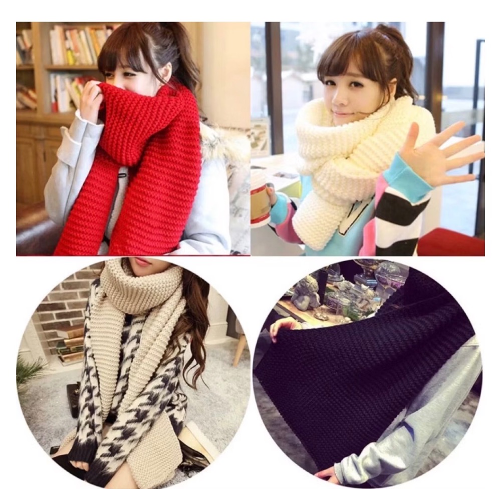 韓國時尚 純色 粗針圍巾 毛線長圍巾 針織 情侶 中性 圍巾保暖 圍脖-細節圖11