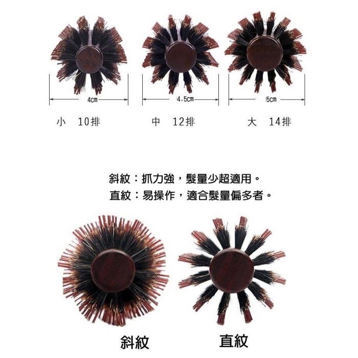 經典原木豬鬃梳 防靜電 圓梳 圓筒梳 圓直髮 捲髮梳 梳子 鬃毛梳  木柄梳 加針梳 直列斜列梳 鬃毛圓梳-細節圖6