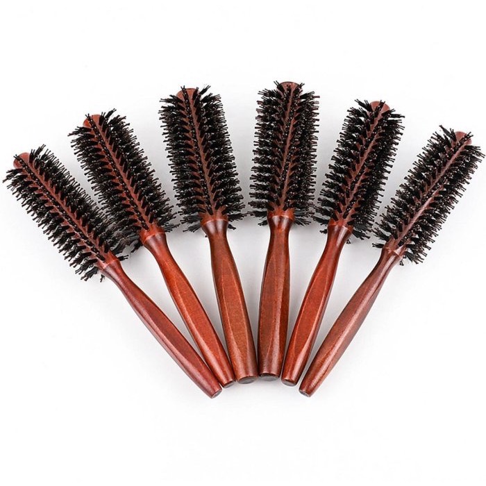 經典原木豬鬃梳 防靜電 圓梳 圓筒梳 圓直髮 捲髮梳 梳子 鬃毛梳  木柄梳 加針梳 直列斜列梳 鬃毛圓梳-細節圖11