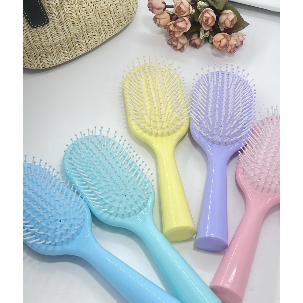 馬卡龍色系 彈力 排骨梳 氣墊梳 鏤空 按摩梳 梳子-細節圖2