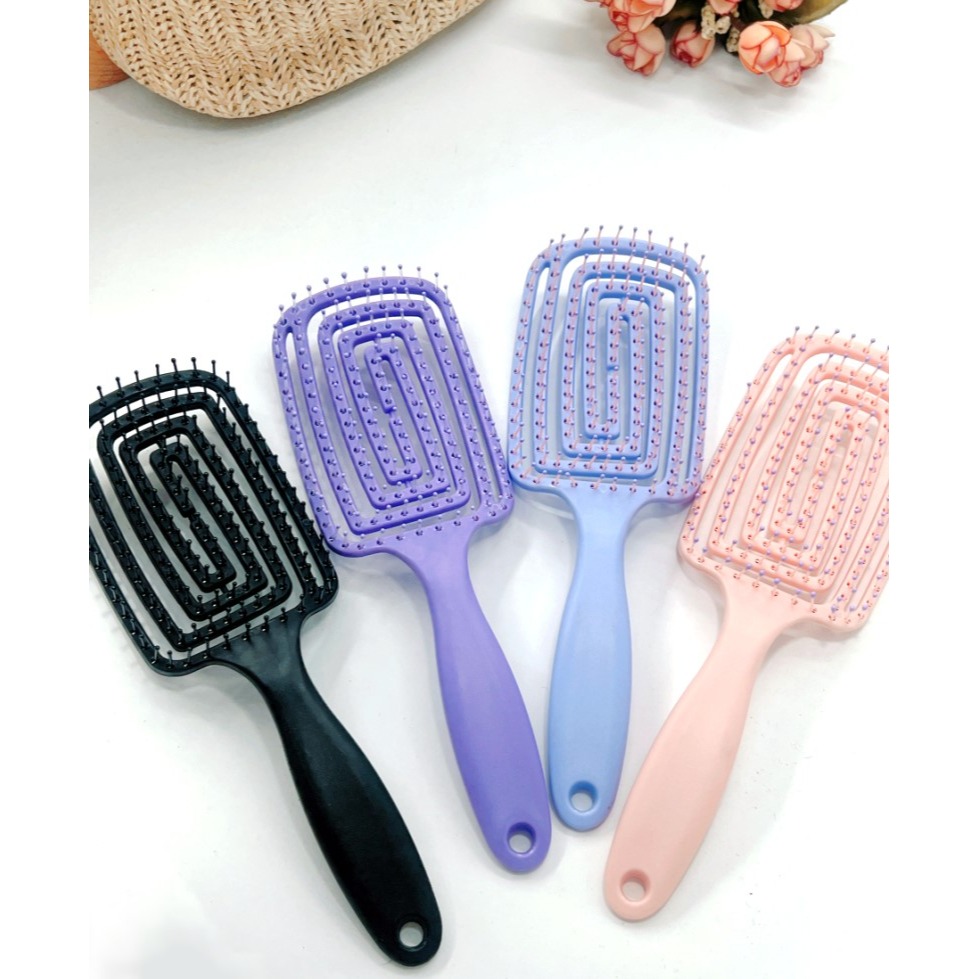 馬卡龍色系 彈力 排骨梳 氣墊梳 鏤空 按摩梳 梳子-細節圖3