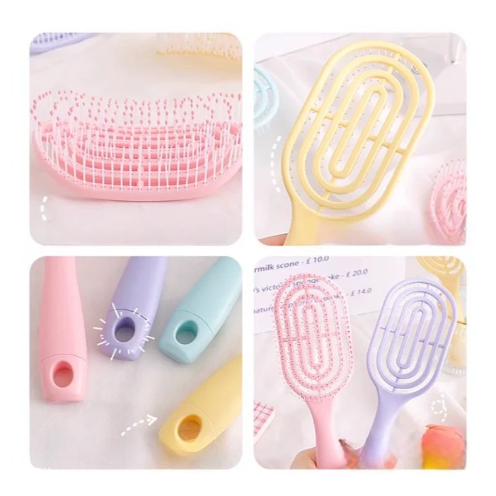 馬卡龍色系 彈力 排骨梳 氣墊梳 鏤空 按摩梳 梳子-細節圖5