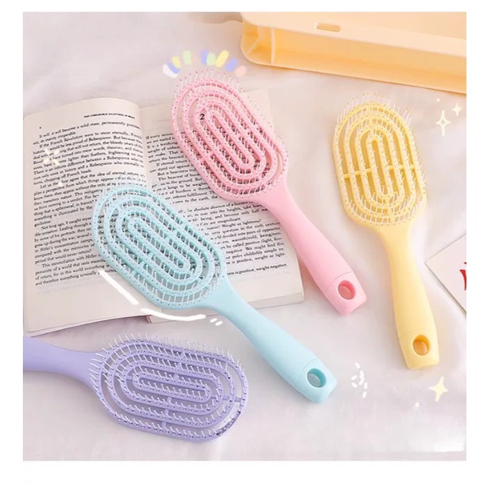 馬卡龍色系 彈力 排骨梳 氣墊梳 鏤空 按摩梳 梳子-細節圖7