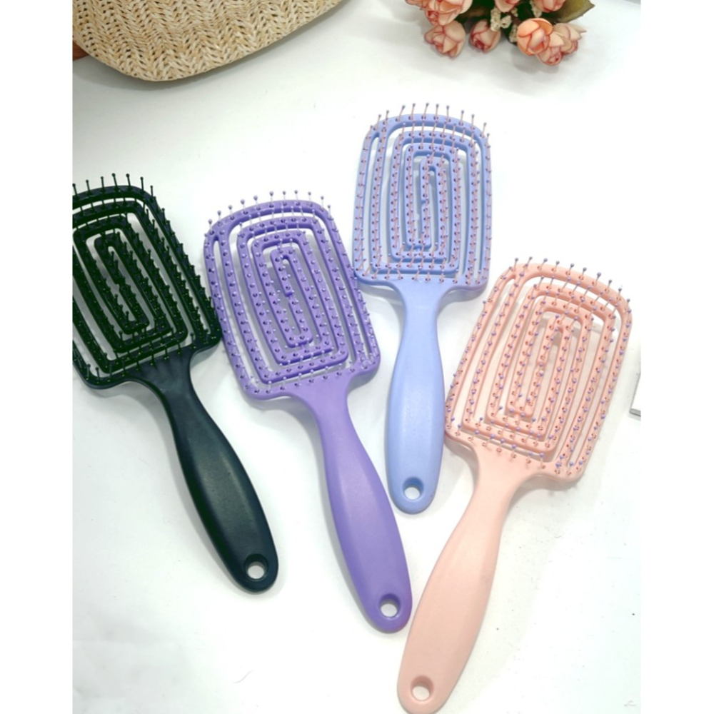 馬卡龍色系 彈力 排骨梳 氣墊梳 鏤空 按摩梳 梳子-細節圖8