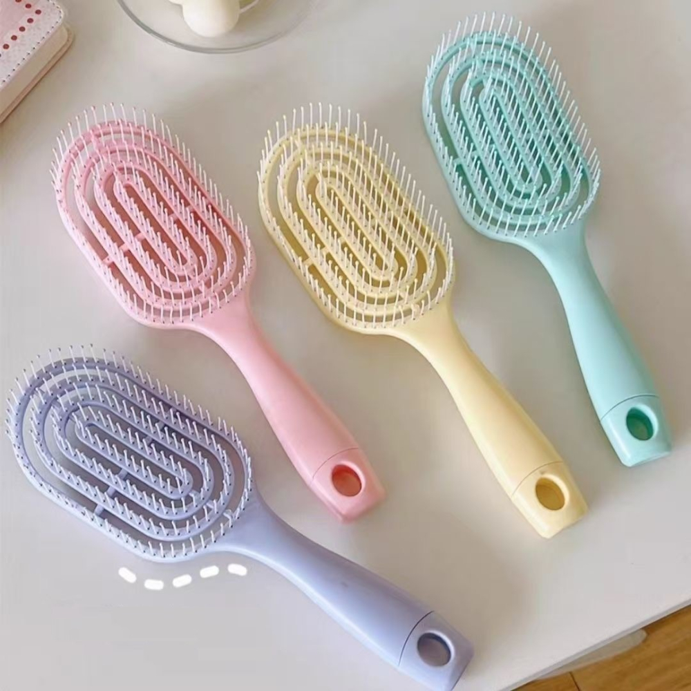 馬卡龍色系 彈力 排骨梳 氣墊梳 鏤空 按摩梳 梳子-細節圖9