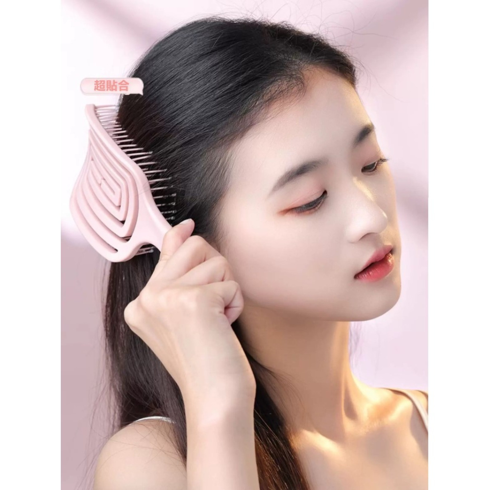 馬卡龍色系 彈力 排骨梳 氣墊梳 鏤空 按摩梳 梳子-細節圖11