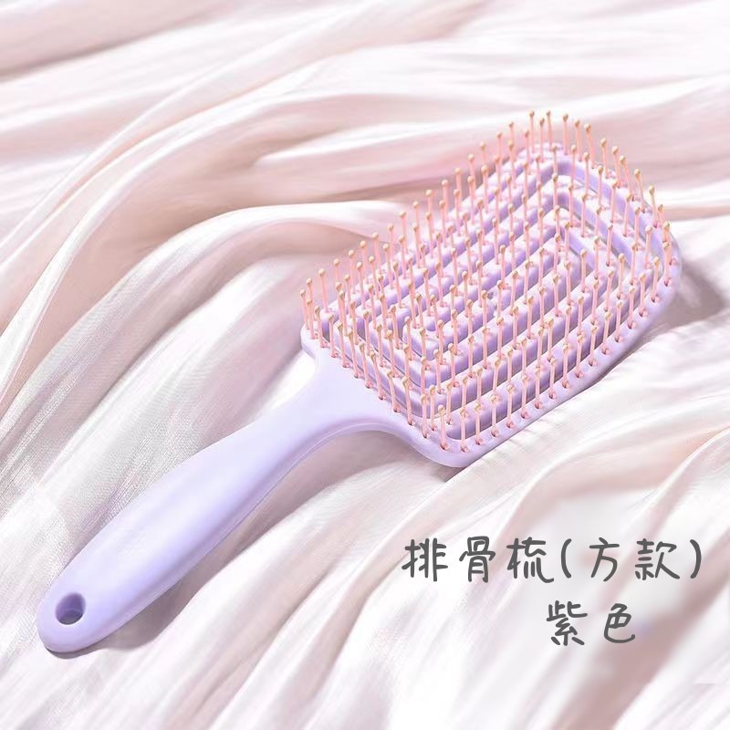 馬卡龍色系 彈力 排骨梳 氣墊梳 鏤空 按摩梳 梳子-規格圖11