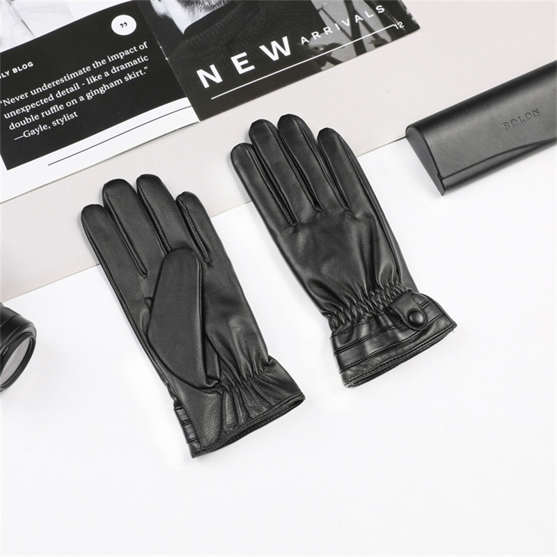 男士款PU皮手套 秋冬季 防風 加絨 防水 保暖 可觸屏 戶外 騎車 皮革手套 保暖手套-細節圖2