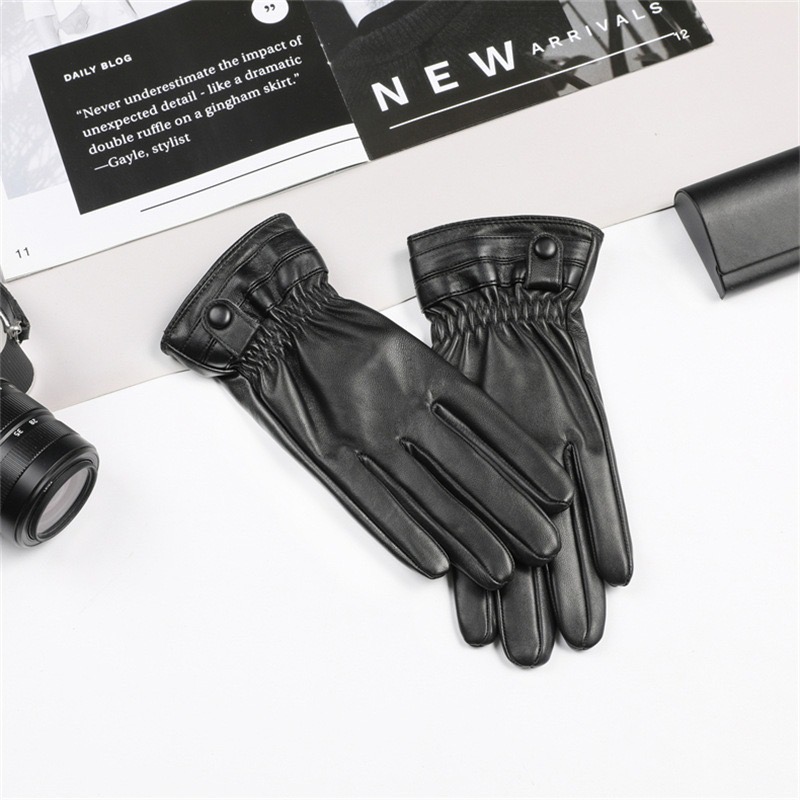 男士款PU皮手套 秋冬季 防風 加絨 防水 保暖 可觸屏 戶外 騎車 皮革手套 保暖手套-細節圖7