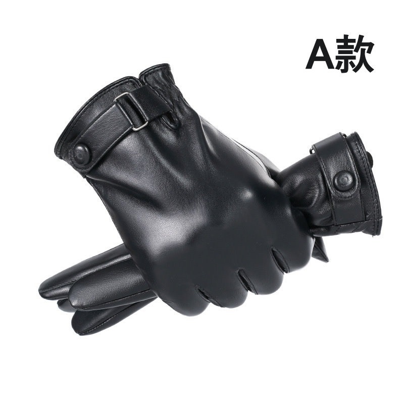 男士款PU皮手套 秋冬季 防風 加絨 防水 保暖 可觸屏 戶外 騎車 皮革手套 保暖手套-規格圖11
