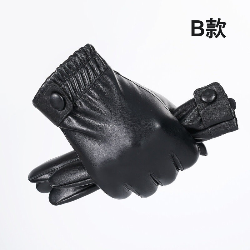 男士款PU皮手套 秋冬季 防風 加絨 防水 保暖 可觸屏 戶外 騎車 皮革手套 保暖手套-規格圖11