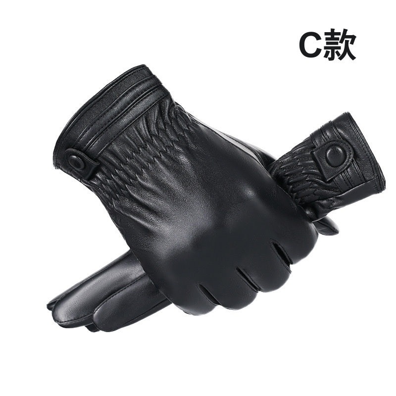 男士款PU皮手套 秋冬季 防風 加絨 防水 保暖 可觸屏 戶外 騎車 皮革手套 保暖手套-規格圖11