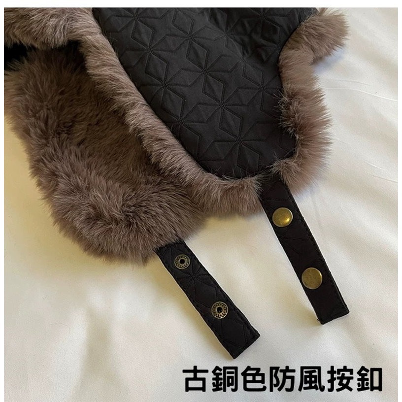 菱型壓紋 夾層棉 毛絨 雷鋒帽 護耳帽 毛帽 飛行帽 防寒保暖帽 地主帽 帽子 保暖帽 毛帽 騎車滑雪帽-細節圖2