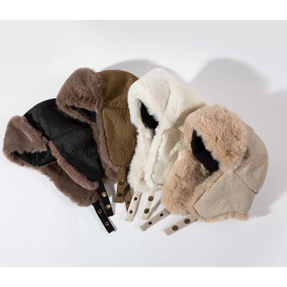 菱型壓紋 夾層棉 毛絨 雷鋒帽 護耳帽 毛帽 飛行帽 防寒保暖帽 地主帽 帽子 保暖帽 毛帽 騎車滑雪帽-細節圖9