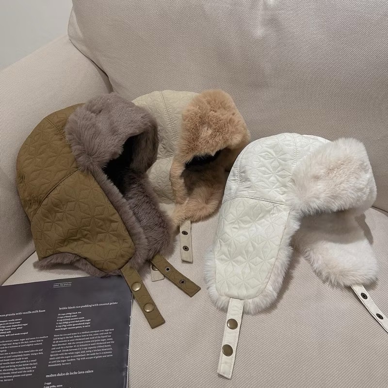 菱型壓紋 夾層棉 毛絨 雷鋒帽 護耳帽 毛帽 飛行帽 防寒保暖帽 地主帽 帽子 保暖帽 毛帽 騎車滑雪帽-細節圖10