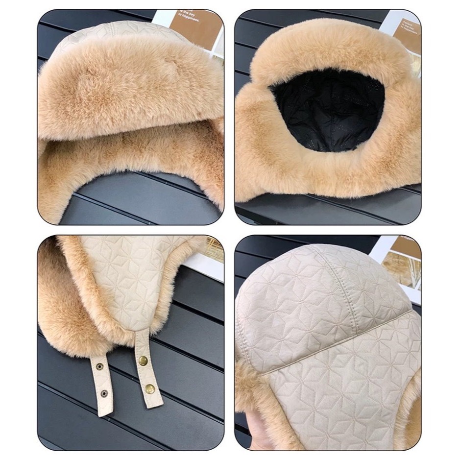 菱型壓紋 夾層棉 毛絨 雷鋒帽 護耳帽 毛帽 飛行帽 防寒保暖帽 地主帽 帽子 保暖帽 毛帽 騎車滑雪帽-細節圖11