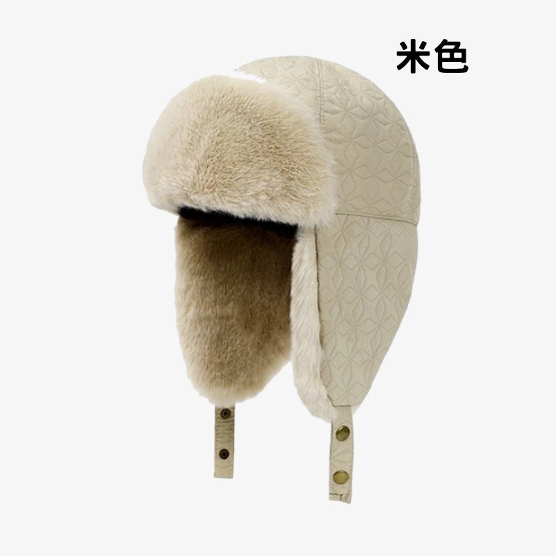 菱型壓紋 夾層棉 毛絨 雷鋒帽 護耳帽 毛帽 飛行帽 防寒保暖帽 地主帽 帽子 保暖帽 毛帽 騎車滑雪帽-規格圖11