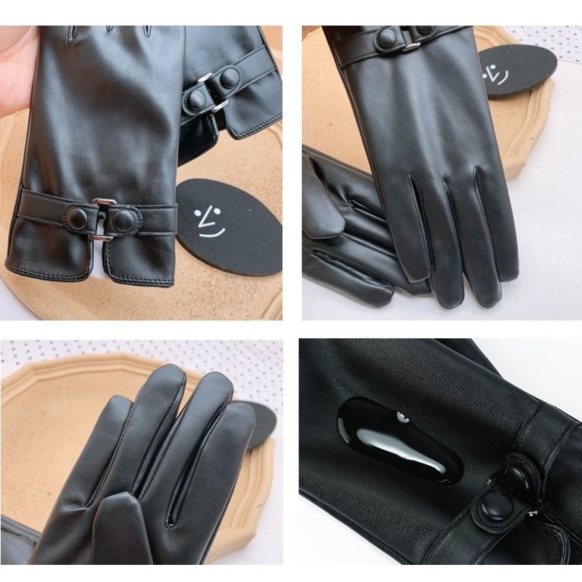秋冬 女款 皮手套 保暖 可觸屏 防寒防水 騎車保暖手套 加絨加厚 手套 皮革手套 寒流必備-細節圖2