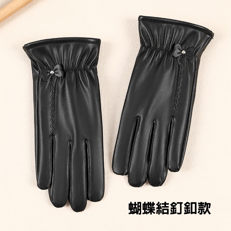秋冬 女款 皮手套 保暖 可觸屏 防寒防水 騎車保暖手套 加絨加厚 手套 皮革手套 寒流必備-規格圖11